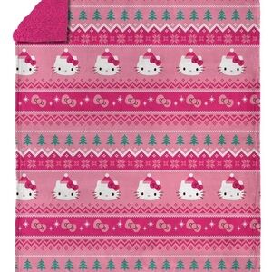 Hello Kitty Festive Pink and Green Blanket